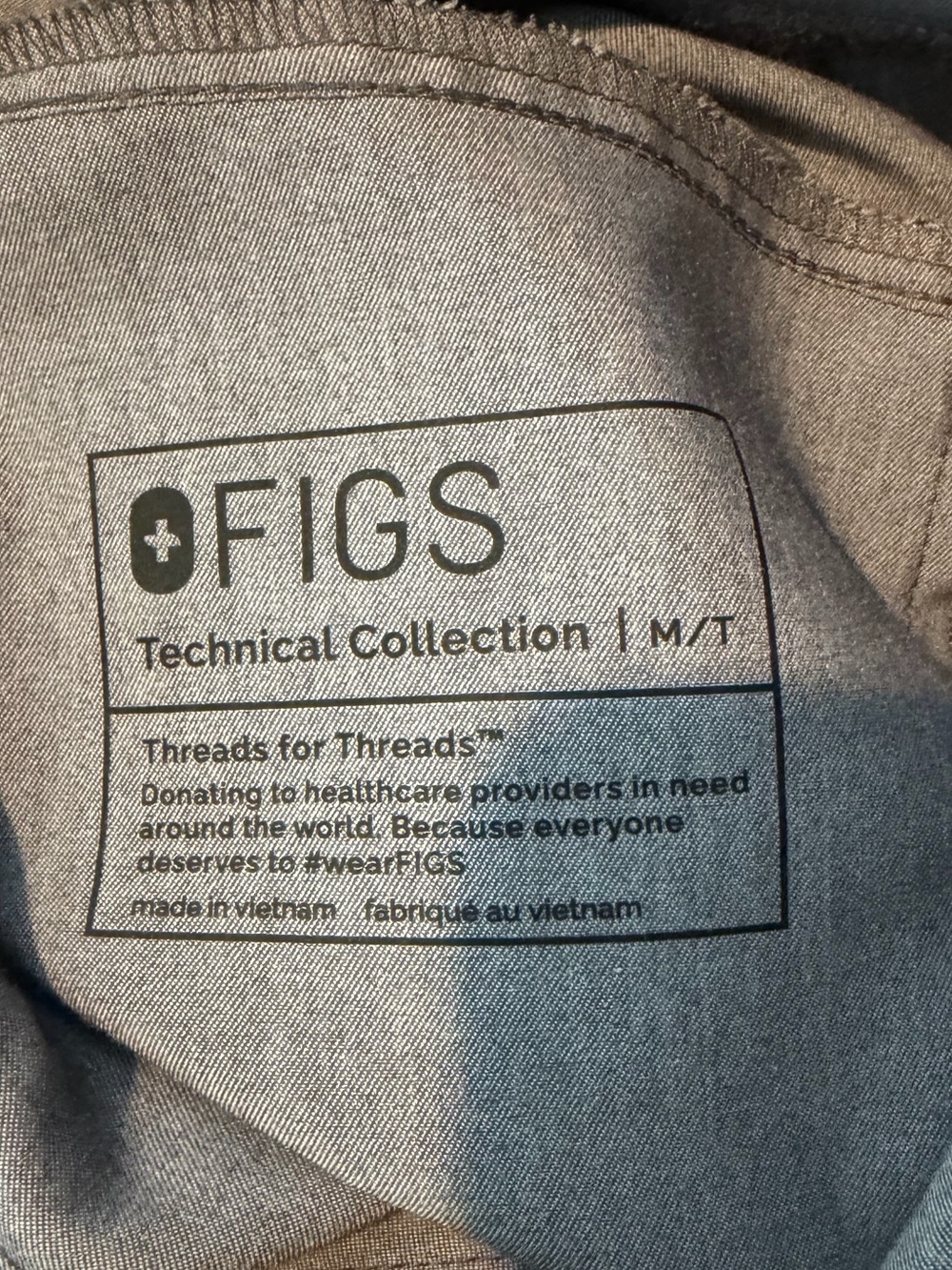 Figs Women's Wide Leg Scrub Pants in Gray with Teal Drawstring - Picture 6 of 6